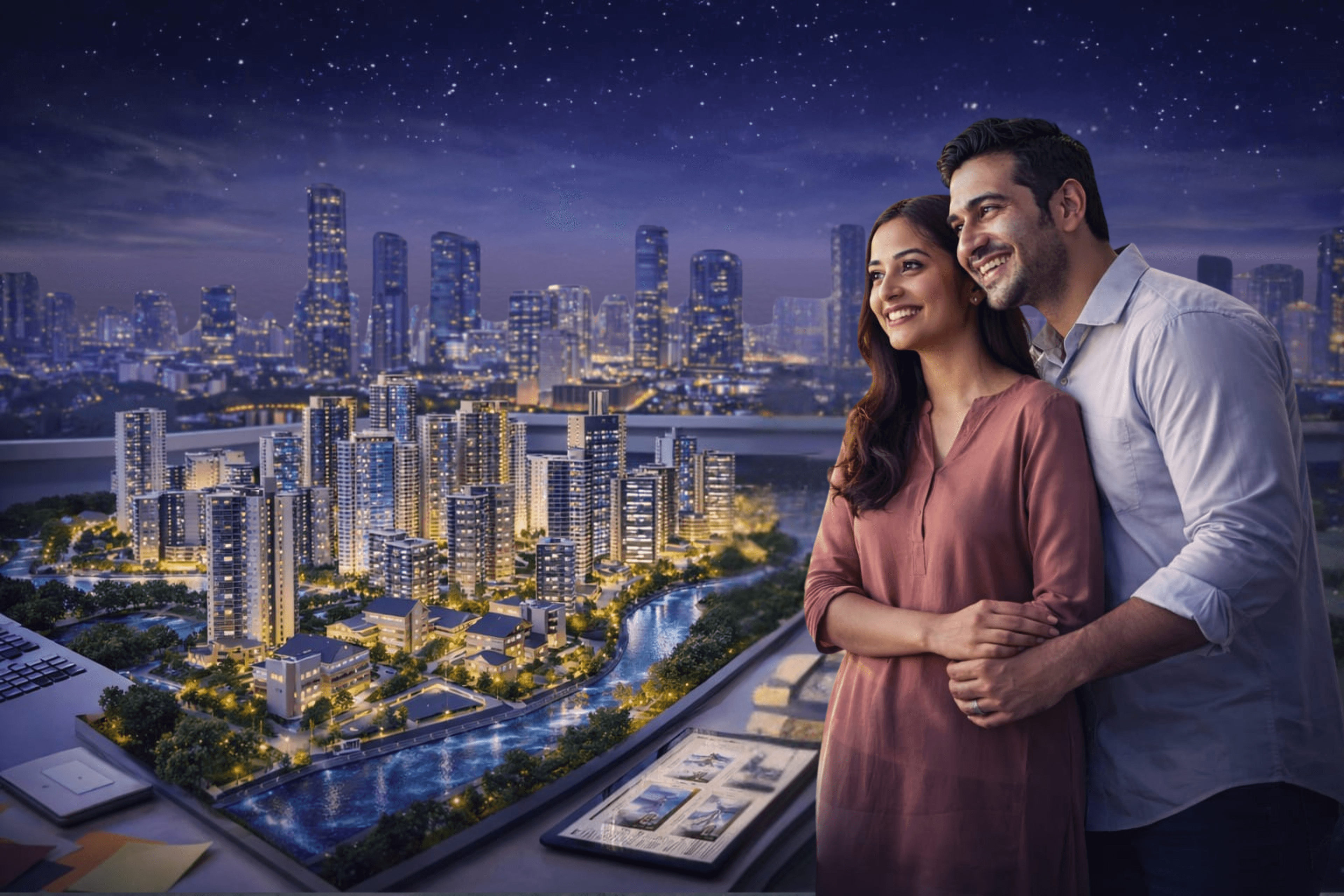 City skyline and premium properties